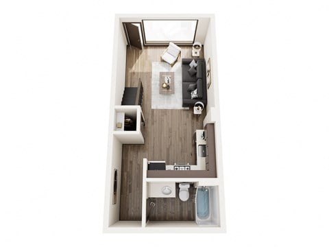 Floor plan for 1 bed, 1 bath, 616 sqft